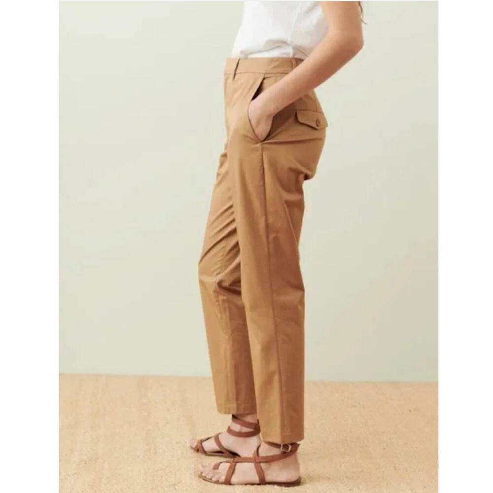 Jenni Kayne Twill Trouser Tan Chino Cotton High Waist Pant Womens Size 4 EUC - Picture 2 of 9